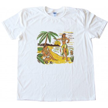 Hula Girl Retro Design Tee Shirt