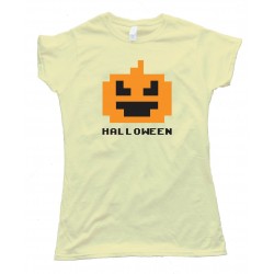 Womens 8 Bit Halloween Pumpkin - Tee Shirt