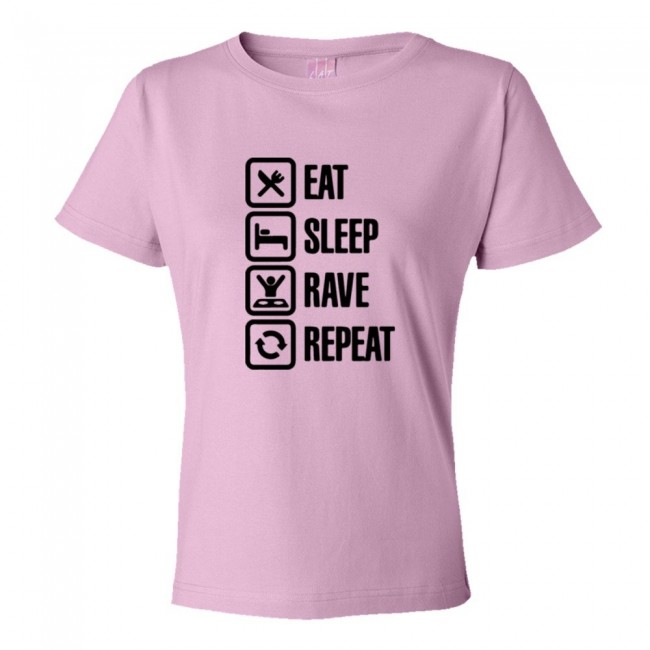 Womens Eat Sleep Rave Repeat Partying - Tee Shirt