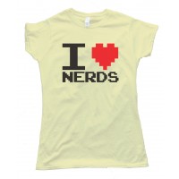 Womens I Love Nerds - Pixel - - Tee Shirt