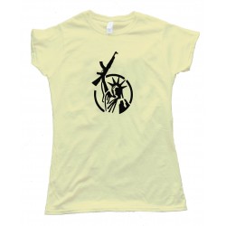 Womens Statue Of Liberty With Ar-15 Rifle - Tee Shirt