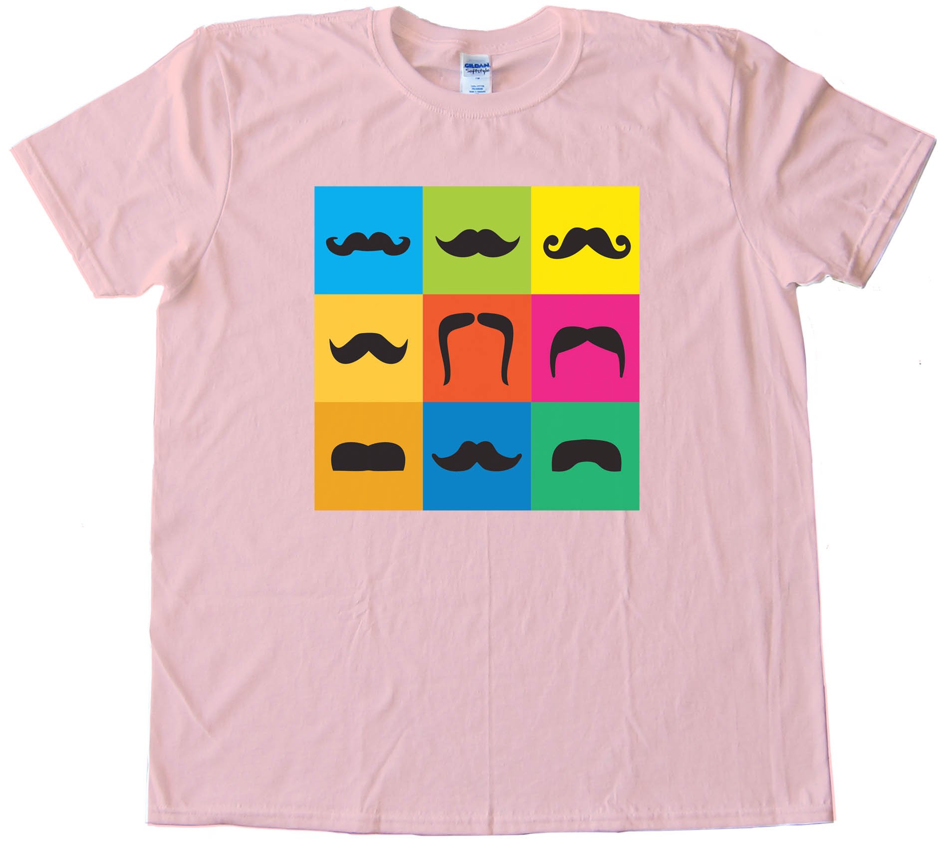 9 Mustache Styles On Colored Boxes - Movember - Tee Shirt