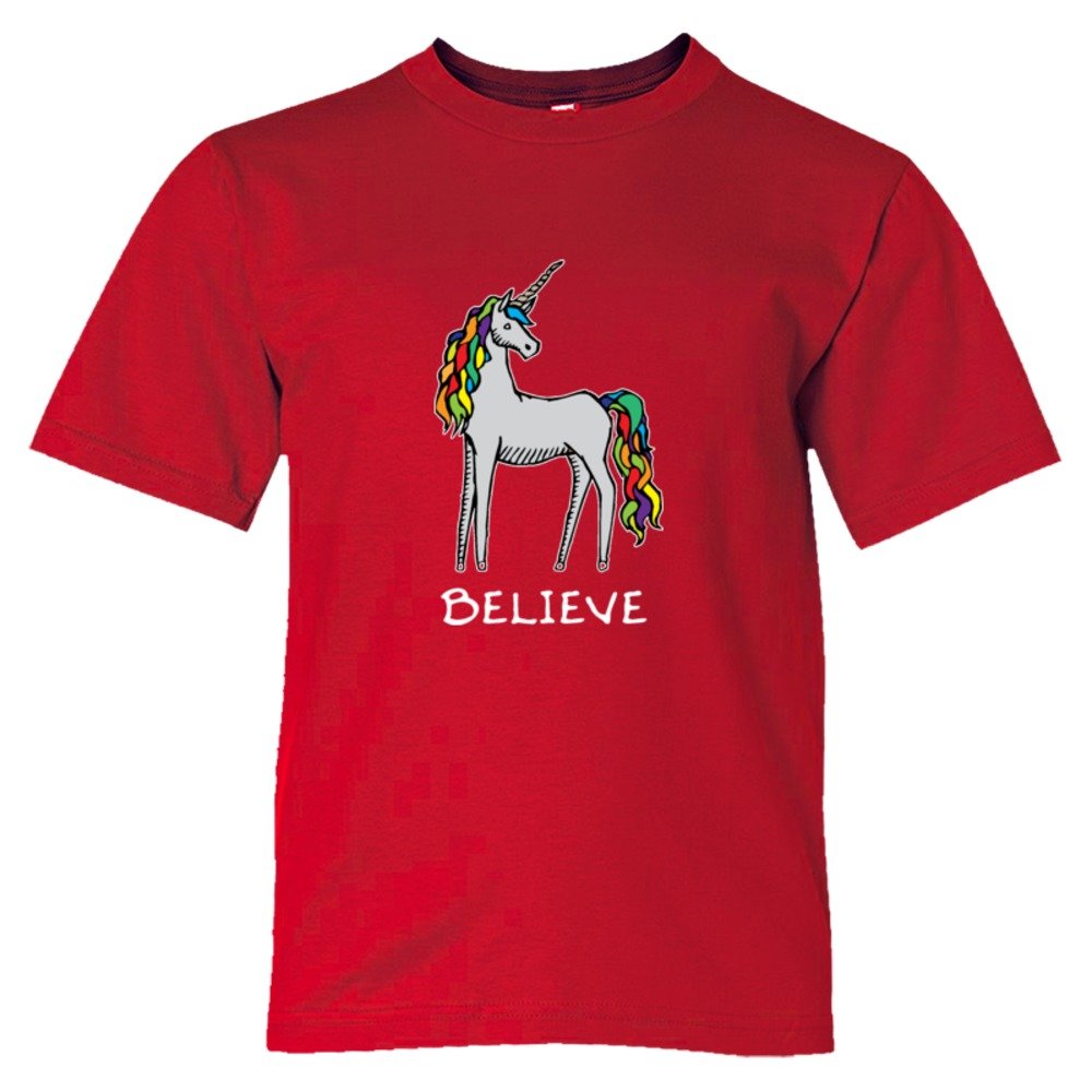 Believe Brightly Colored Unicorn - Tee Shirt