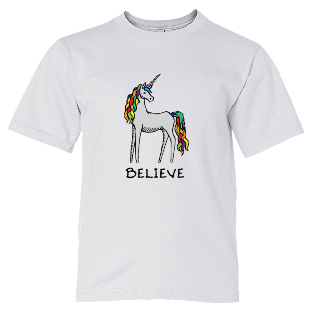 Believe Brightly Colored Unicorn - Tee Shirt