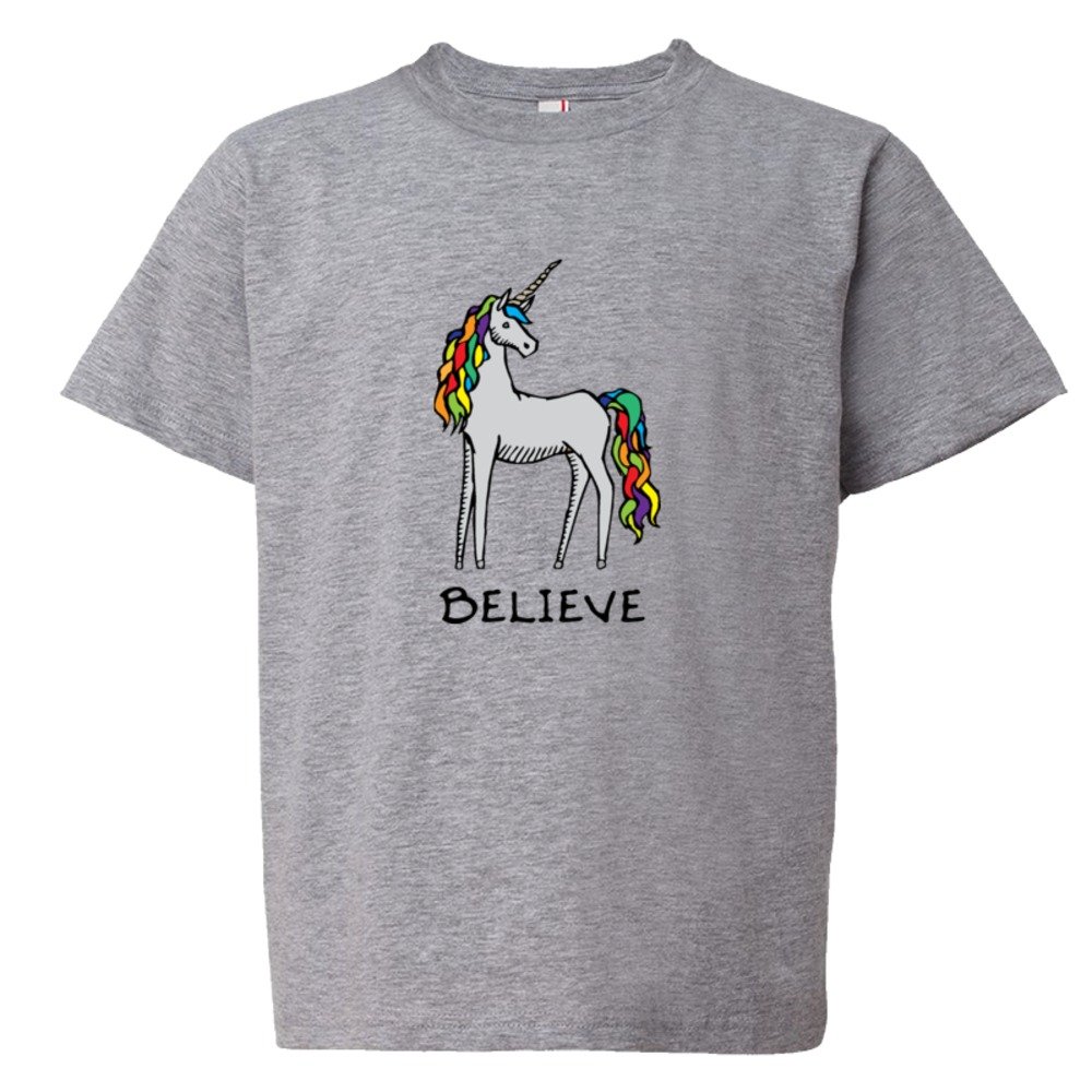 Believe Brightly Colored Unicorn - Tee Shirt