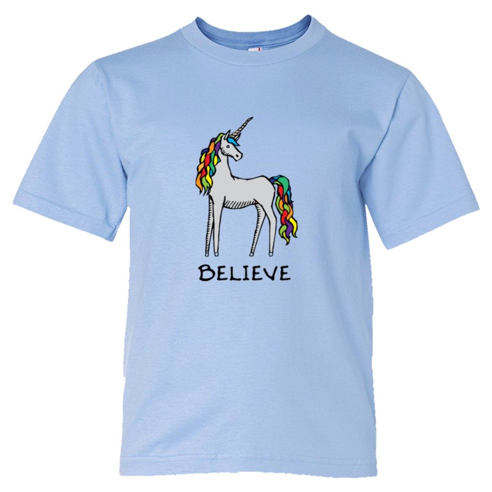 Believe Brightly Colored Unicorn - Tee Shirt