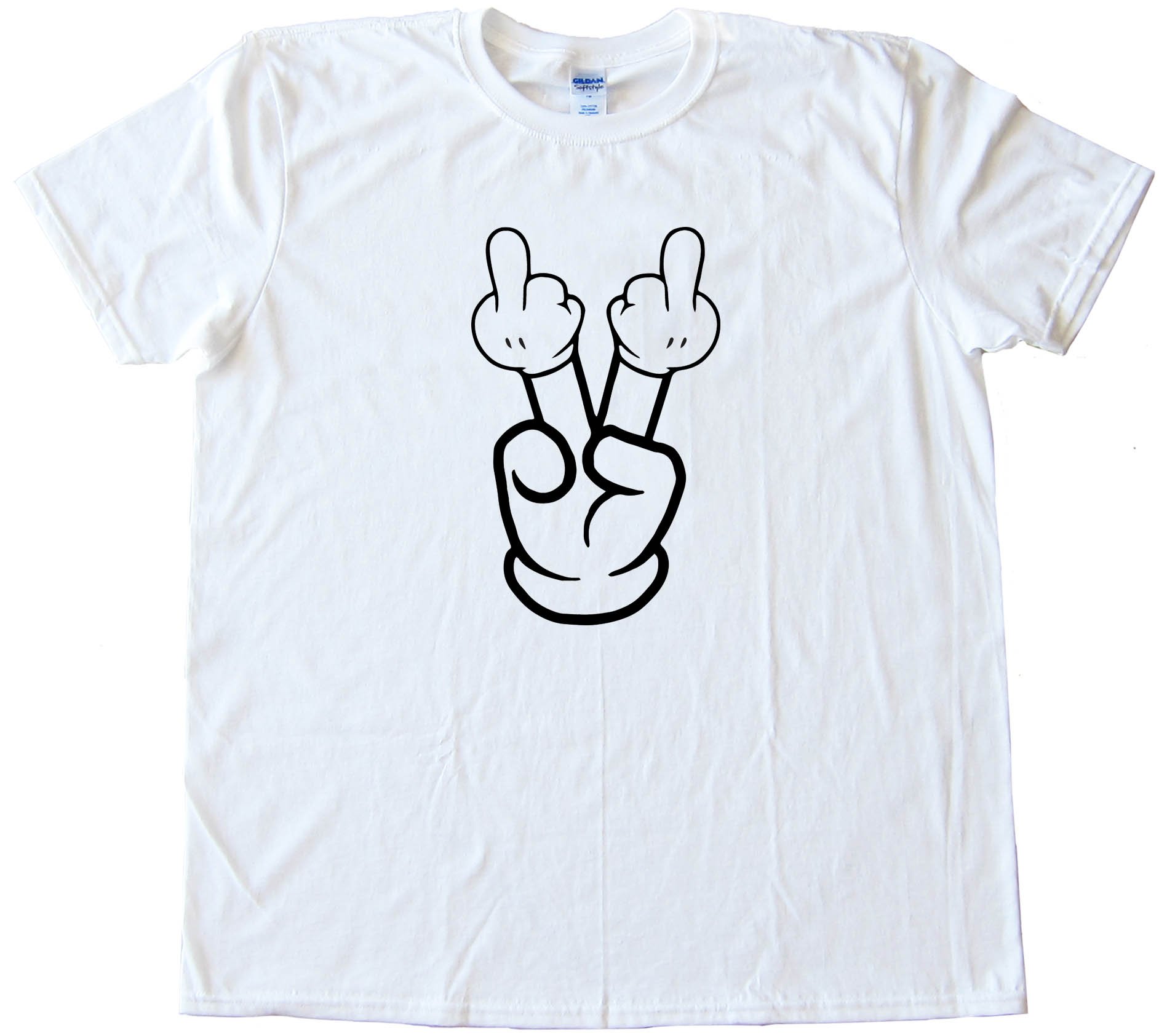 Double Bird Cartoon Hand Flipoff - Tee Shirt