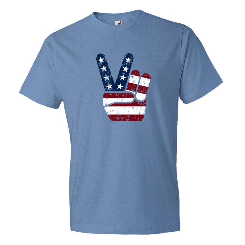 Red White And Blue Patriotic Peace Hand Usa Stars And Stripes American - Tee Shirt