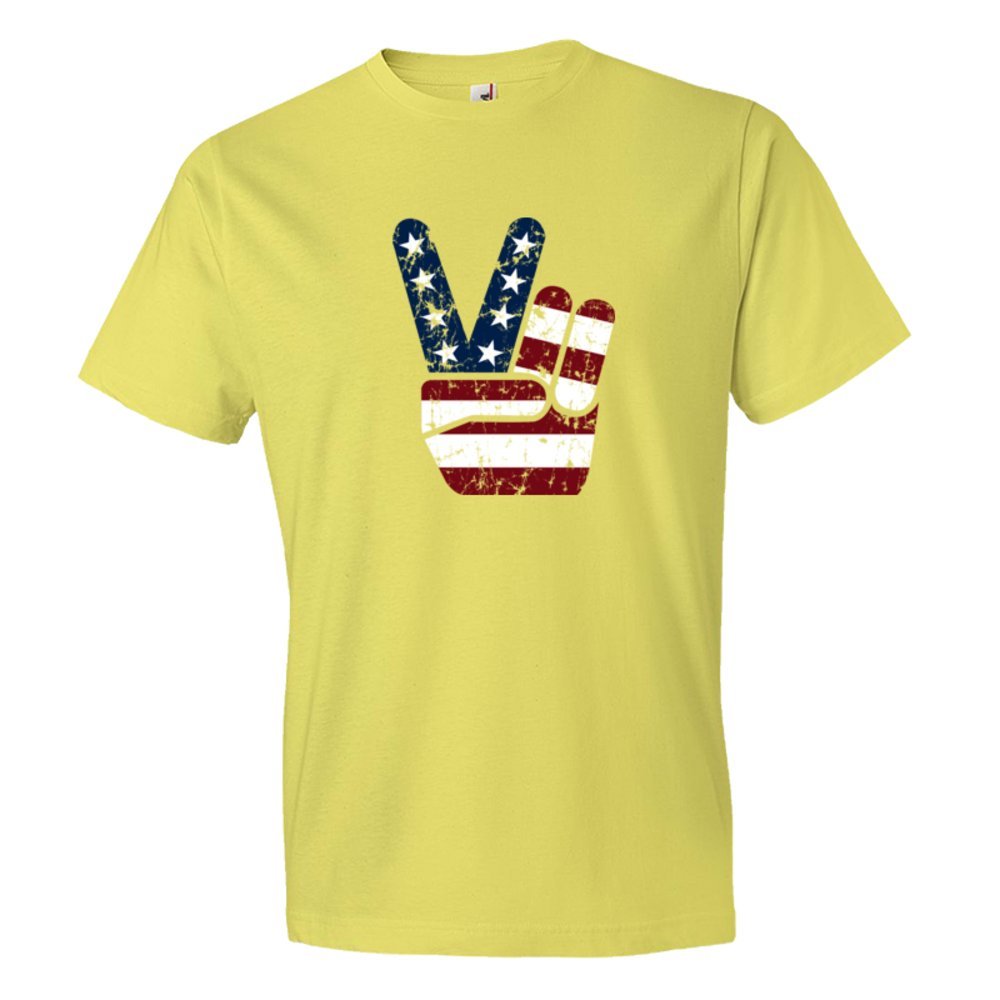 Red White And Blue Patriotic Peace Hand Usa Stars And Stripes American - Tee Shirt