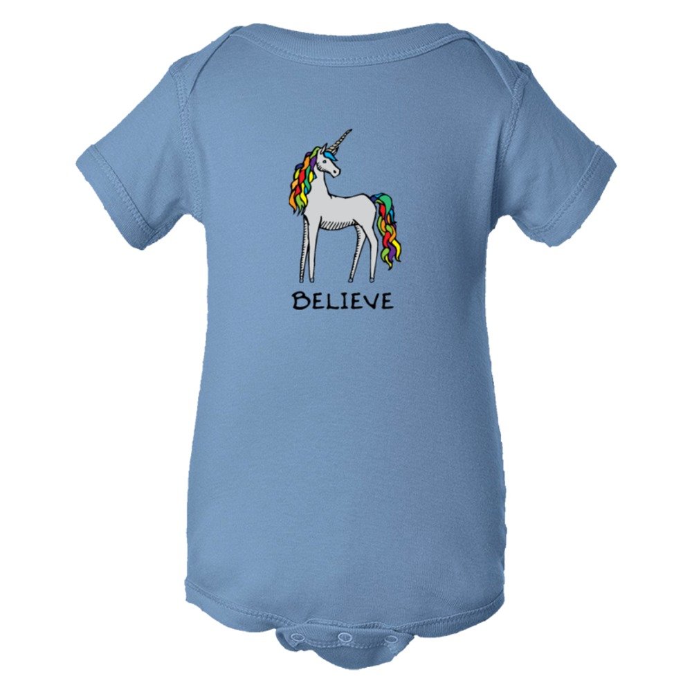 Baby Bodysuit Believe Brightly Colored Unicorn