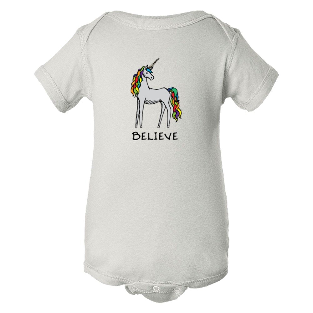 Baby Bodysuit Believe Brightly Colored Unicorn