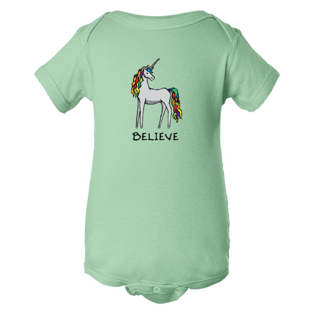 Baby Bodysuit Believe Brightly Colored Unicorn