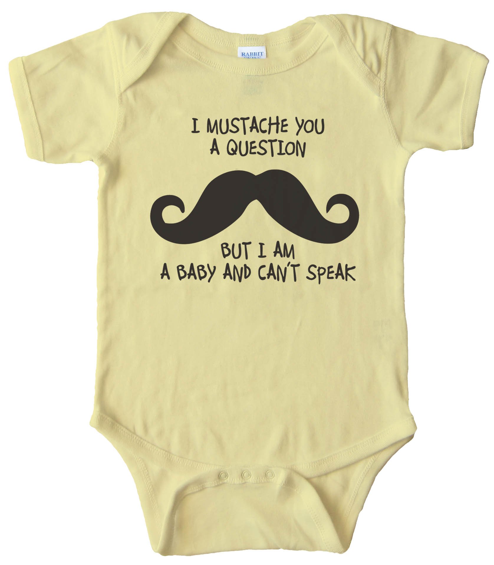 Baby Bodysuit - I Mustache You A Question But I'M A Baby And Can'T Speak -