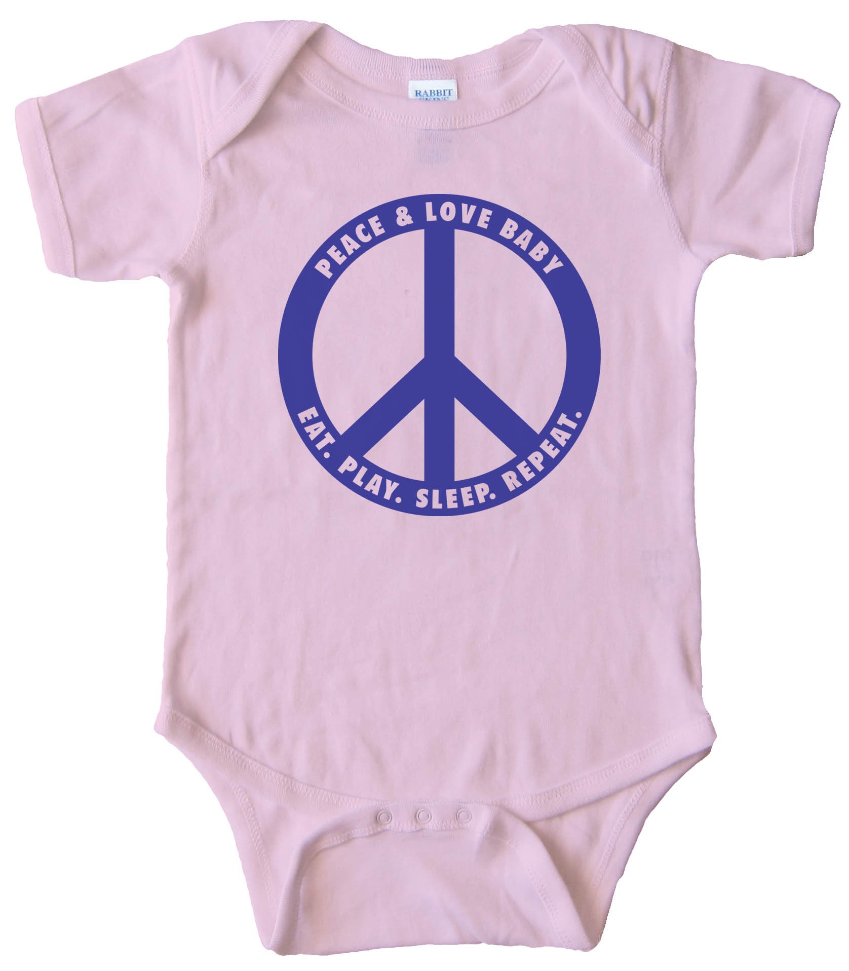 Baby Bodysuit - Peace And Love Baby - Eat. Play. Sleep. Repeat.