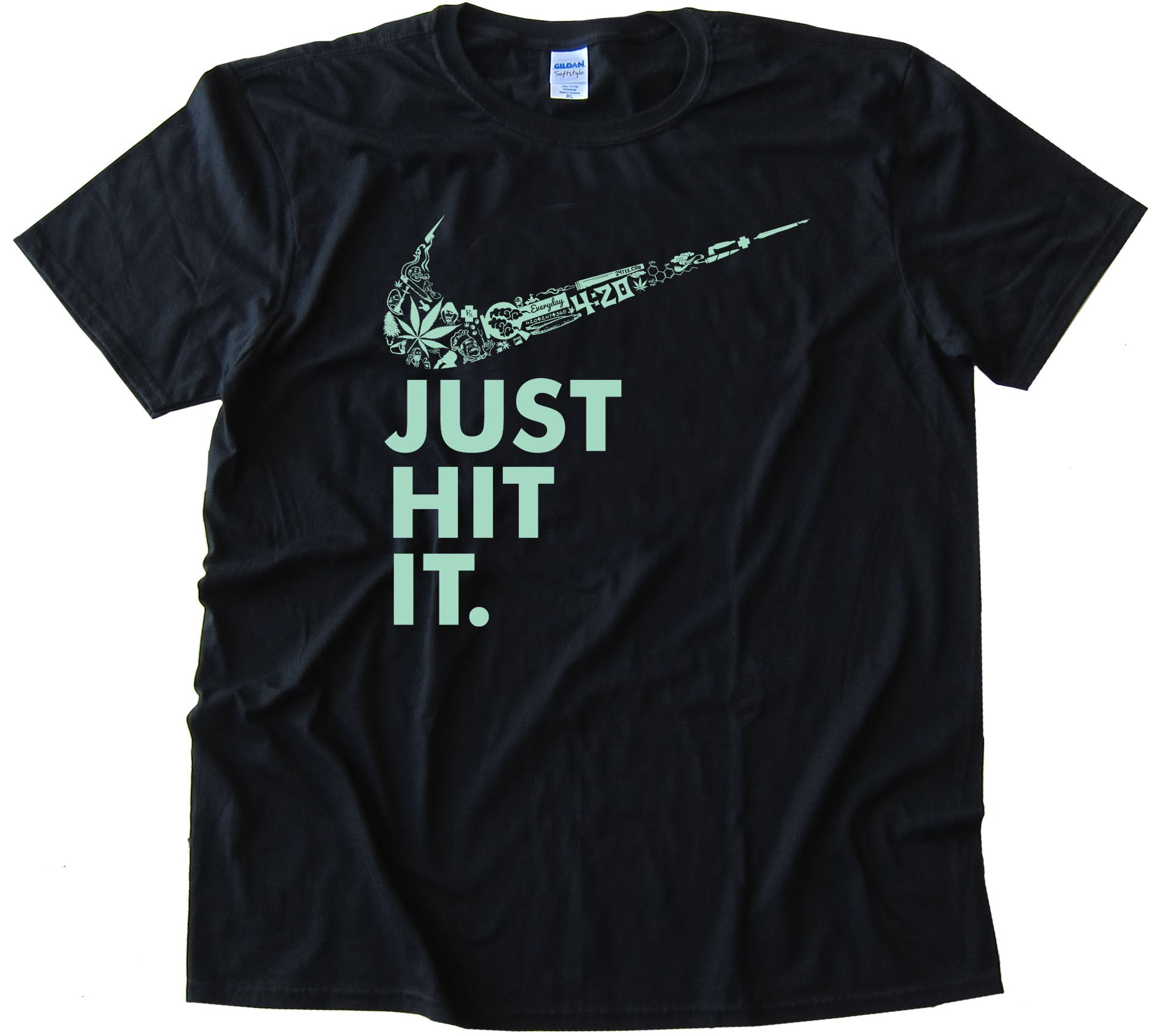 Just Hit It Marijuana Nike Parody Tee Shirt