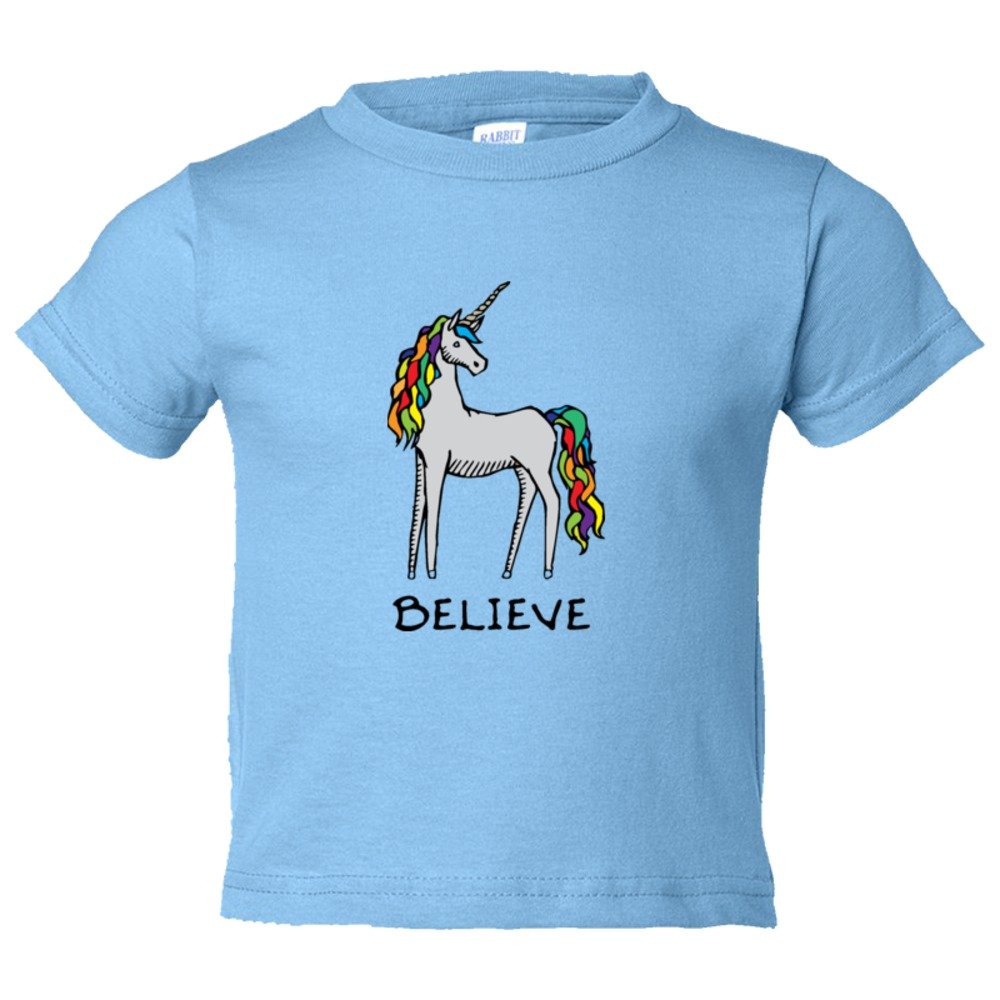 Toddler Sized Believe Brightly Colored Unicorn - Tee Shirt Rabbit Skins