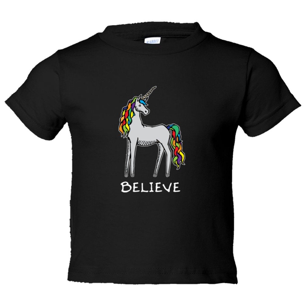 Toddler Sized Believe Brightly Colored Unicorn - Tee Shirt Rabbit Skins