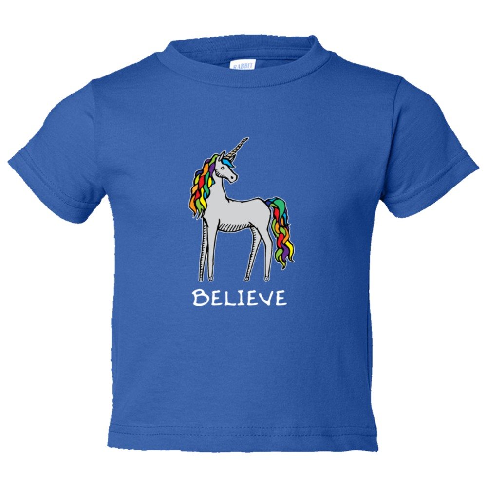 Toddler Sized Believe Brightly Colored Unicorn - Tee Shirt Rabbit Skins