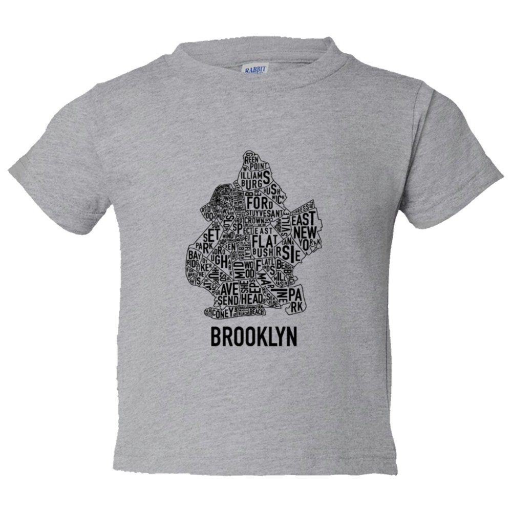 Toddler Sized Brooklyn Map With Area Names - Tee Shirt Rabbit Skins