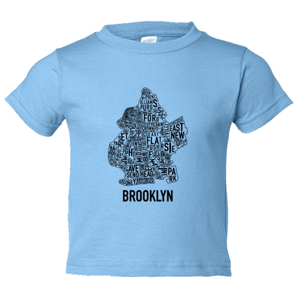 Toddler Sized Brooklyn Map With Area Names - Tee Shirt Rabbit Skins