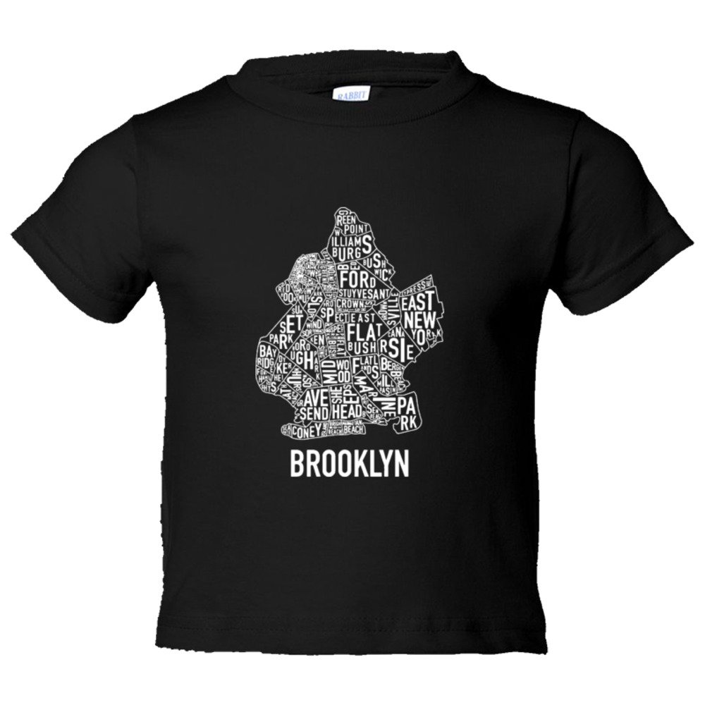 Toddler Sized Brooklyn Map With Area Names - Tee Shirt Rabbit Skins