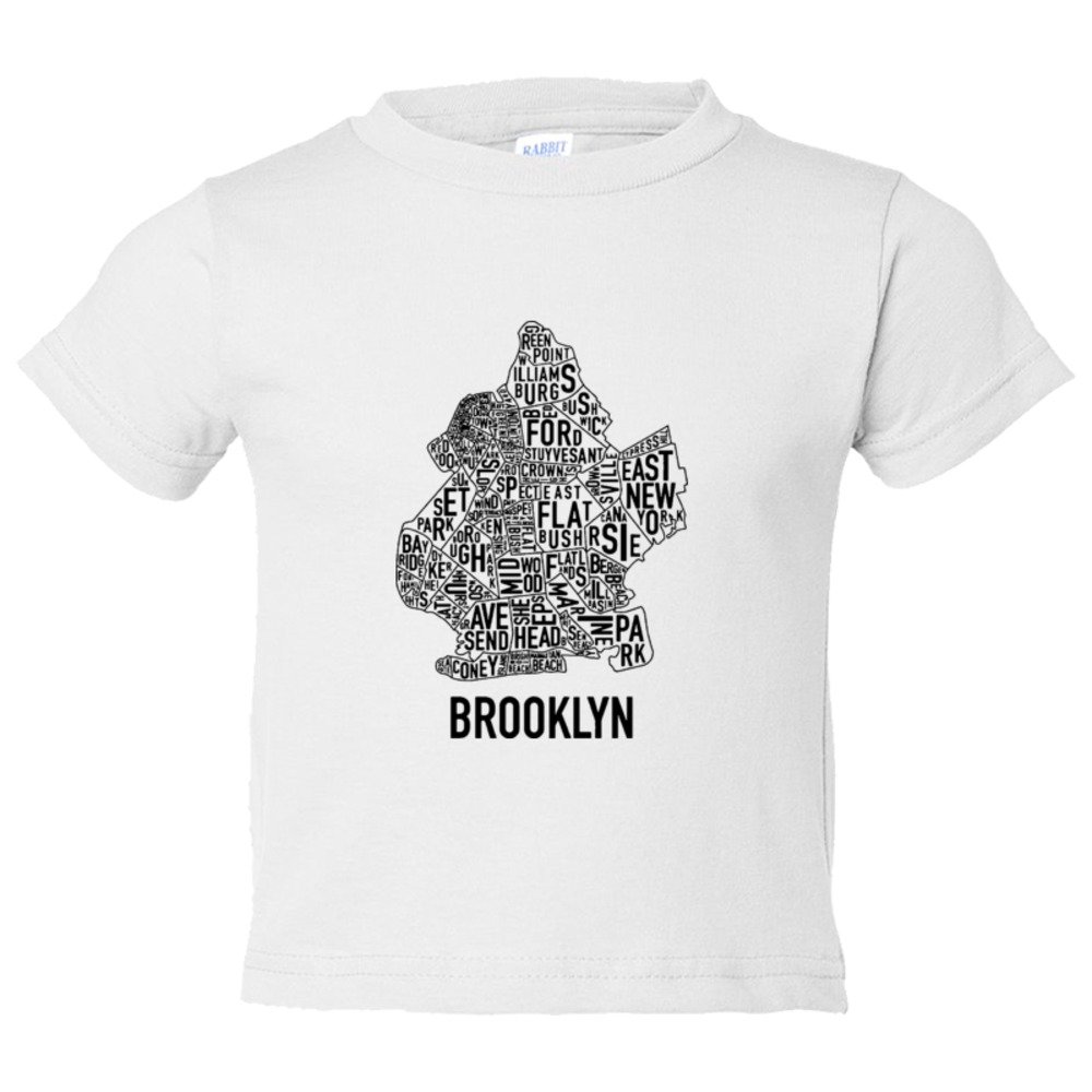 Toddler Sized Brooklyn Map With Area Names - Tee Shirt Rabbit Skins