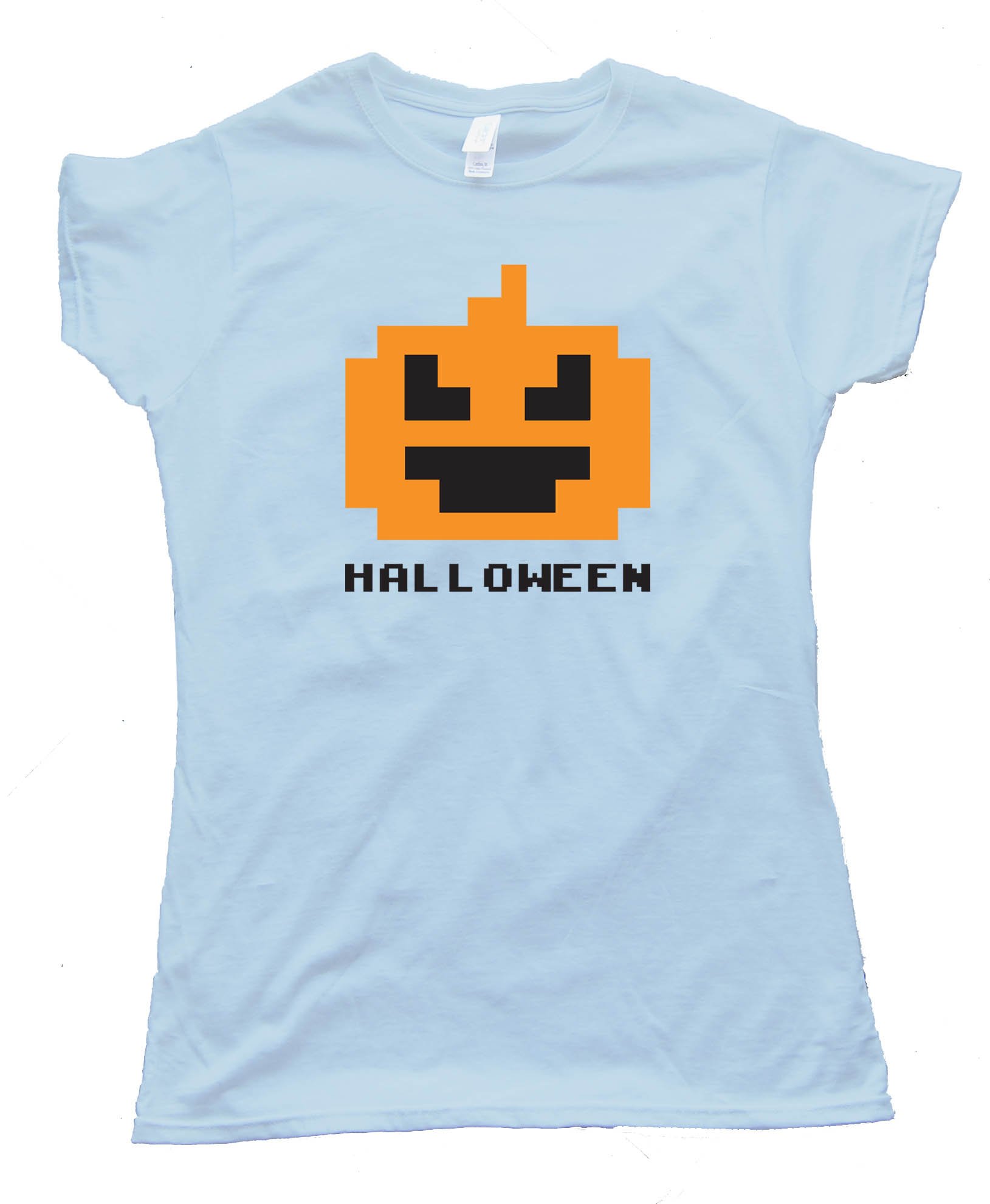 Womens 8 Bit Halloween Pumpkin - Tee Shirt