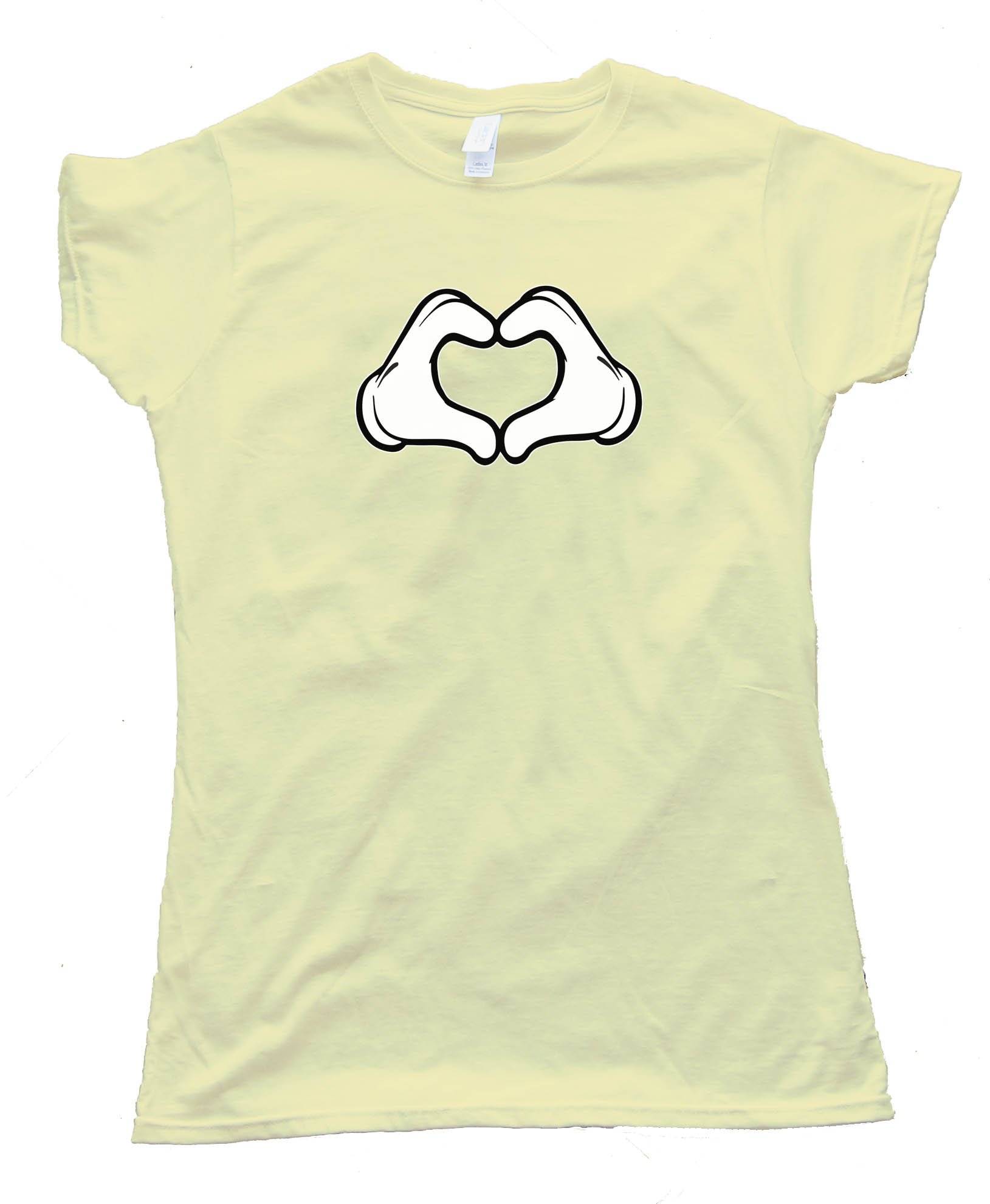 Womens Cartoon Heart Hands Love - Tee Shirt