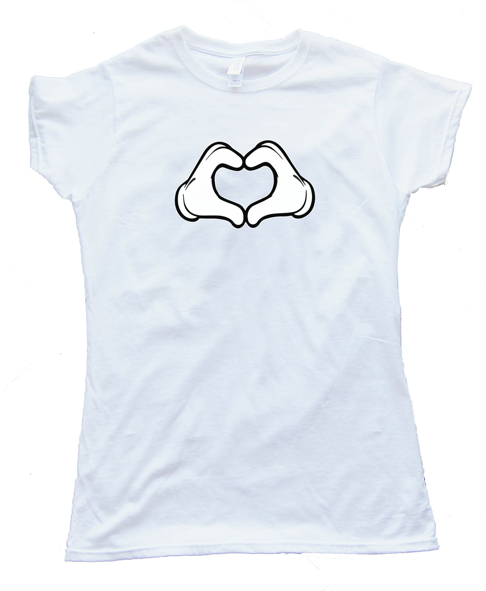 Womens Cartoon Heart Hands Love - Tee Shirt