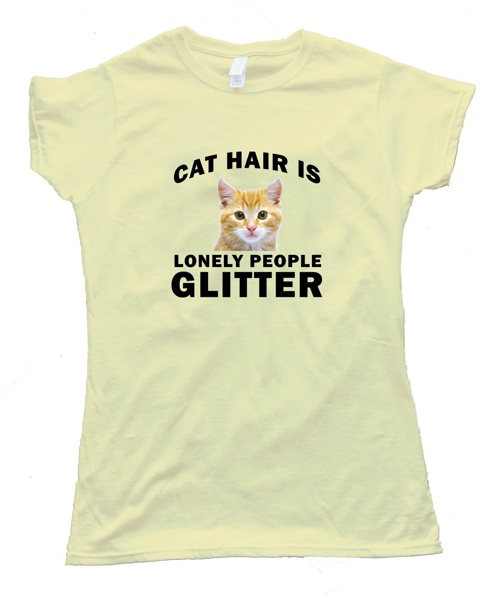 Womens Cat Hair Is Lonely People Glitter - Tee Shirt