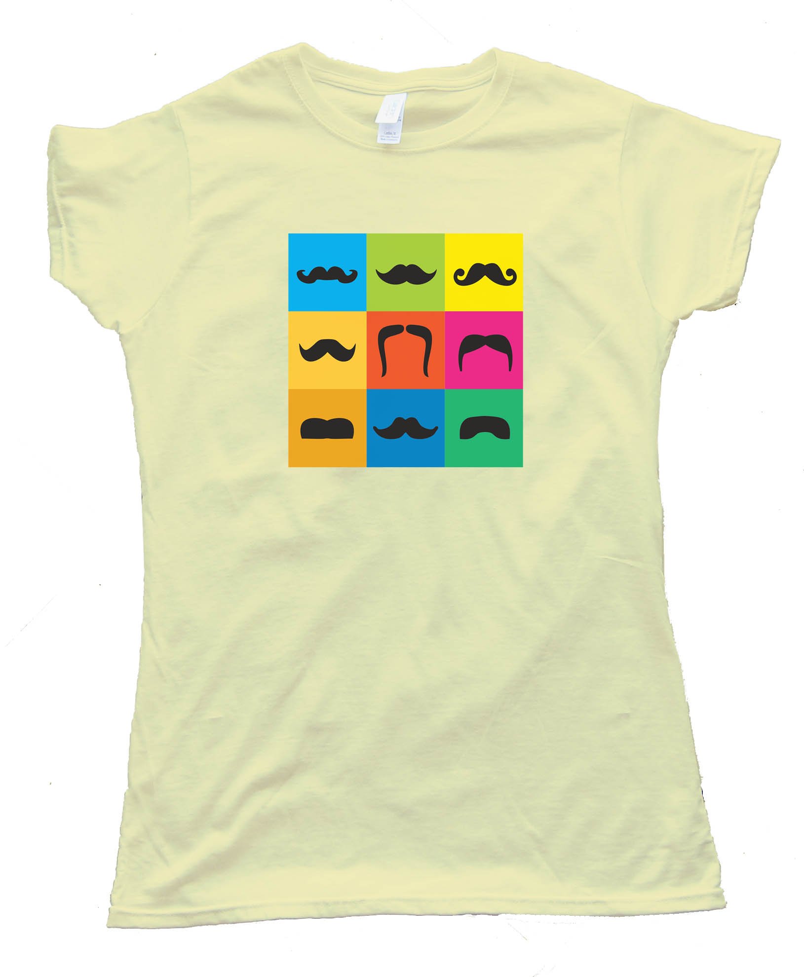 Womens 9 Mustache Styles On Colored Boxes - Movember - Tee Shirt