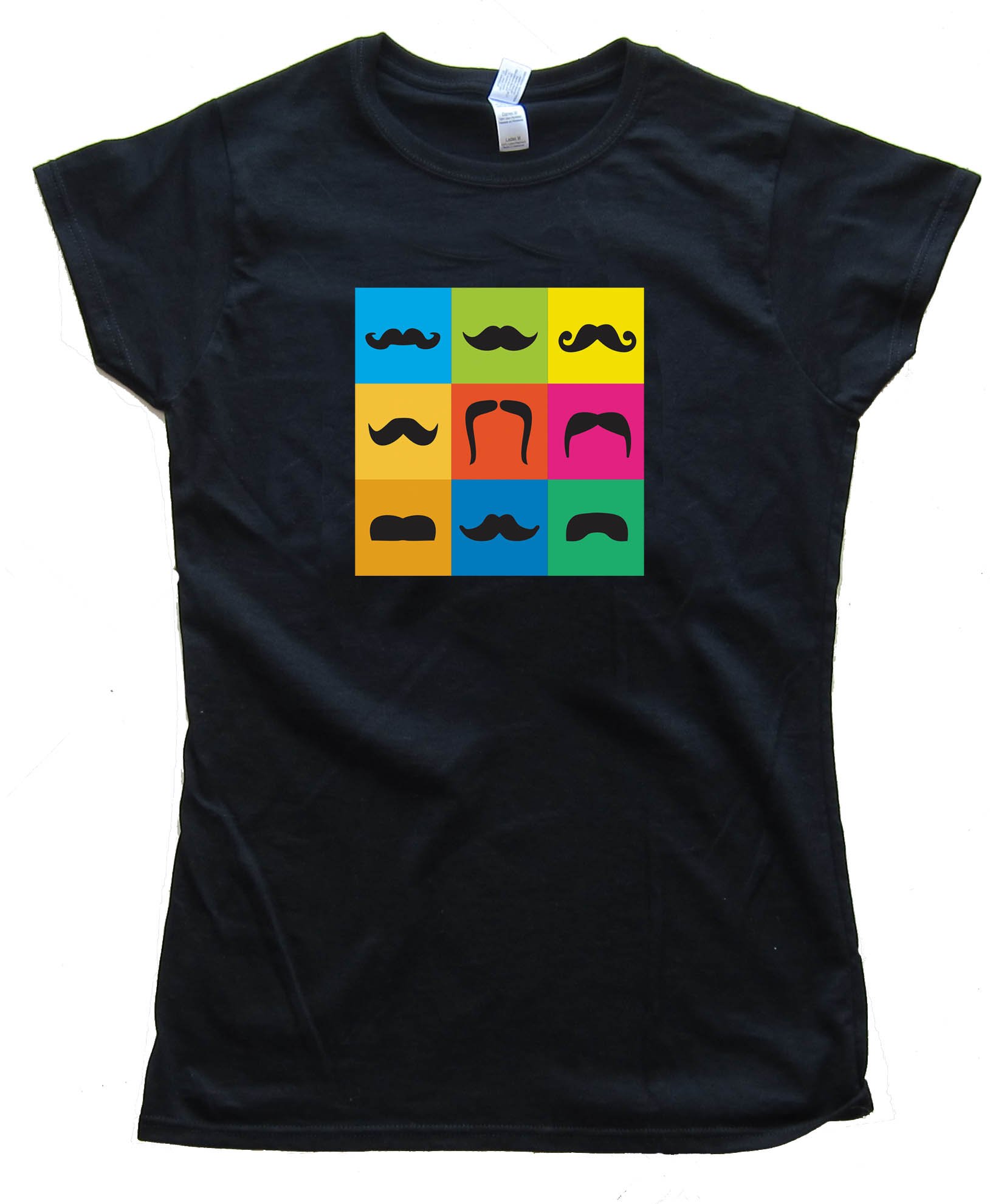 Womens 9 Mustache Styles On Colored Boxes - Movember - Tee Shirt