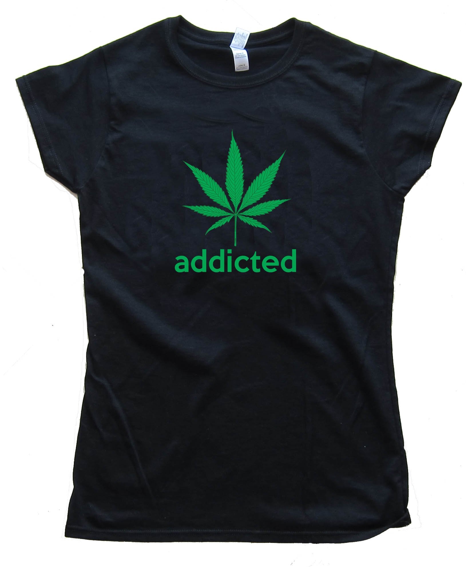 Womens Addicted Marijuana Leaf Adidas Parody Tee Shirt