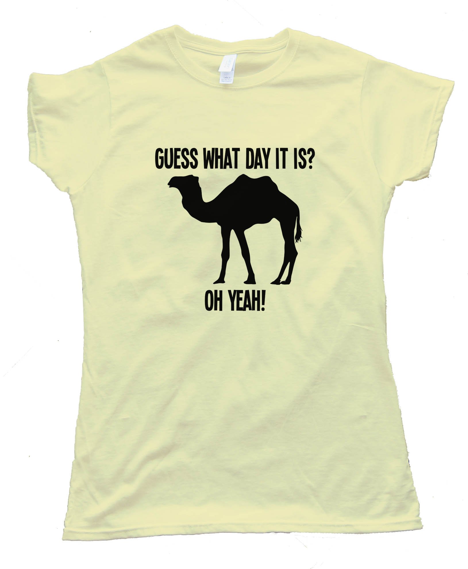 Womens Camel Silhouette Guess What Day It Is - Tee Shirt