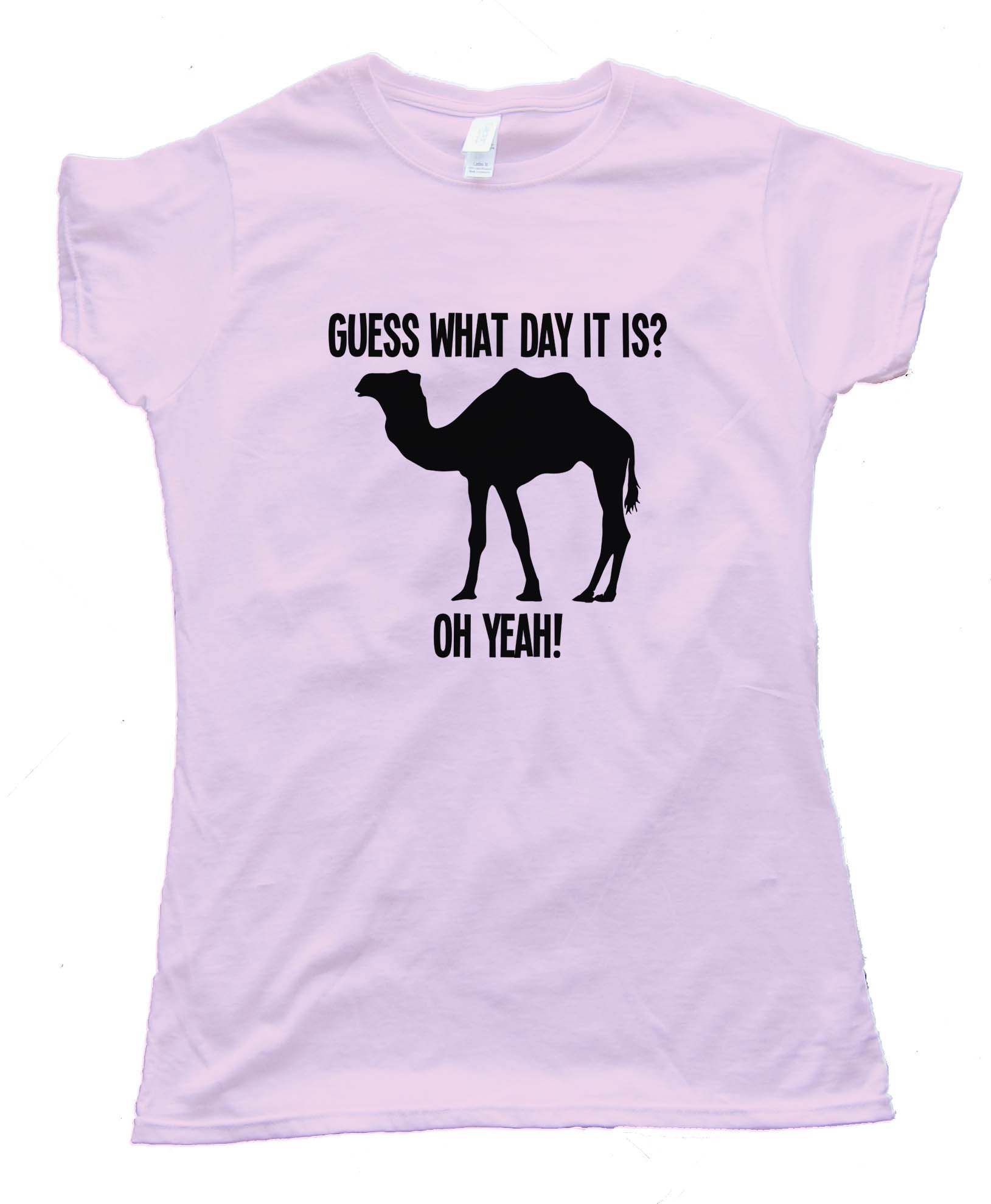 Womens Camel Silhouette Guess What Day It Is - Tee Shirt