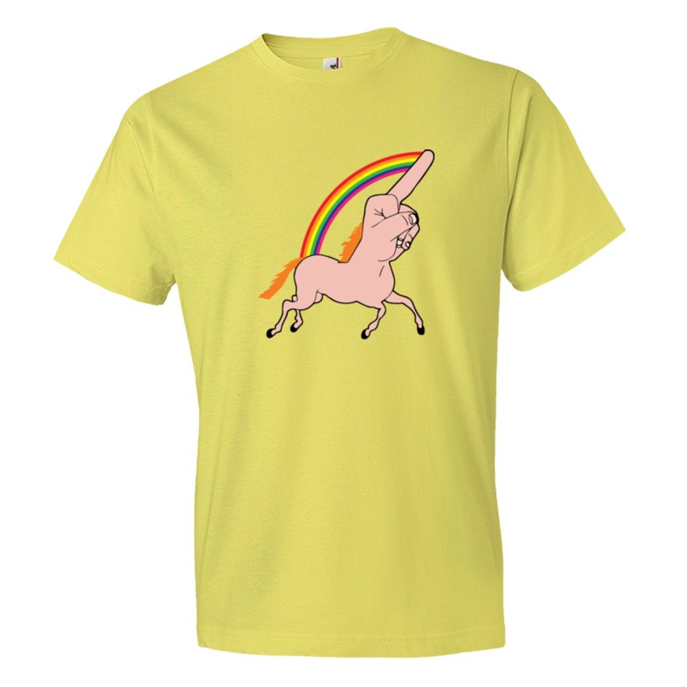 Fingercorn Unicorn Running Giving The Finger - Tee Shirt