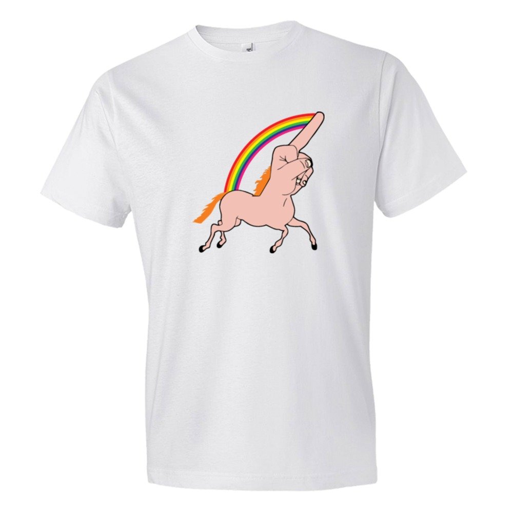 Fingercorn Unicorn Running Giving The Finger - Tee Shirt